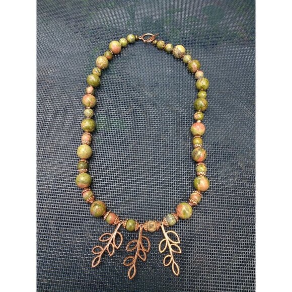 Handmade Unakite Necklace 20" - Picture 3 of 5